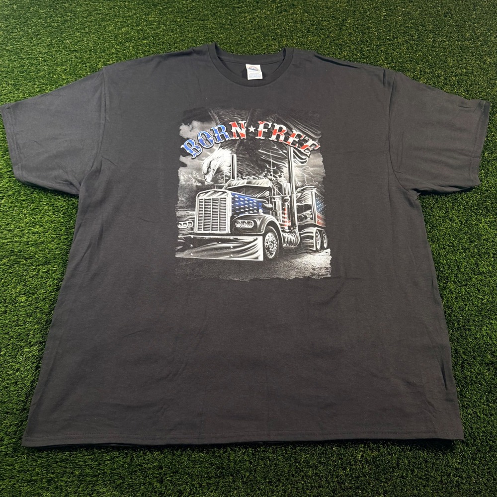 Delta Pro Weight Born Free Semi Truck Eagle Graphic T-Shirt Black 3XL Mens